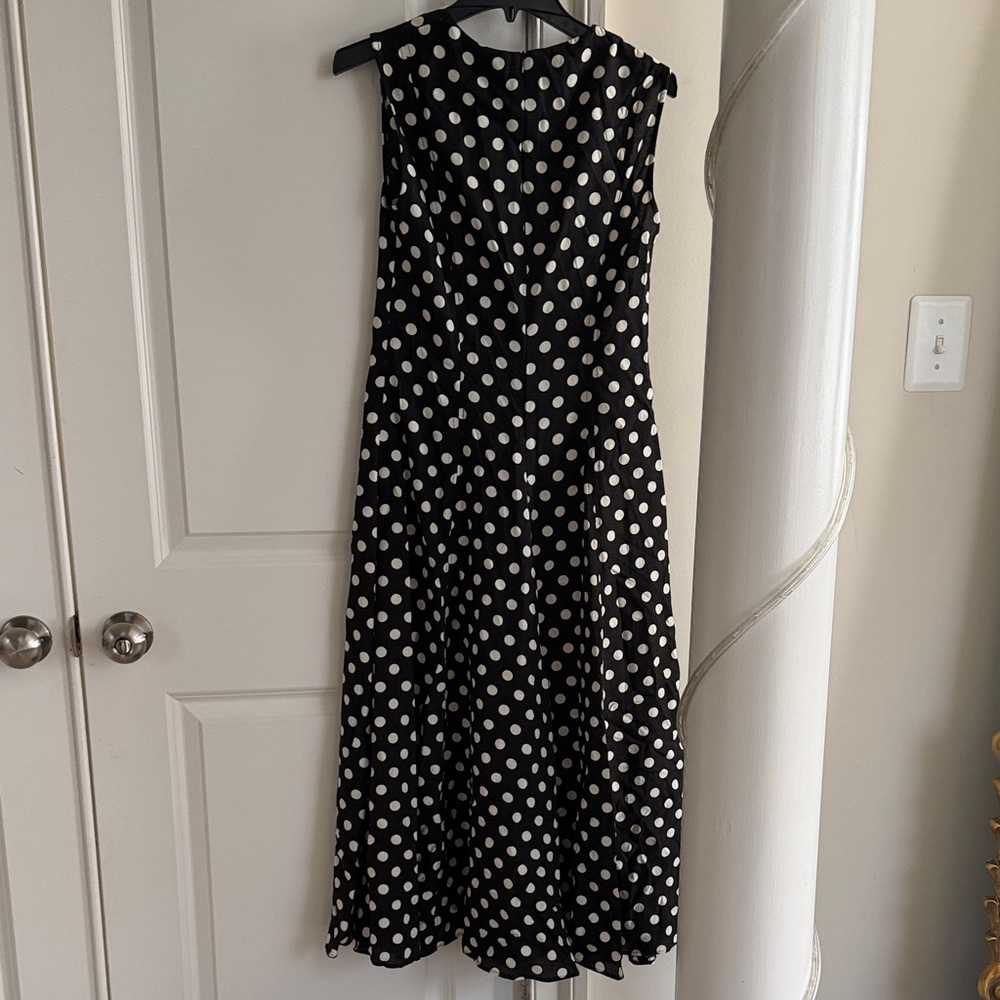 Zara Black&White Polka Dot Sleeveless Midi Dress - Picture 5 of 7